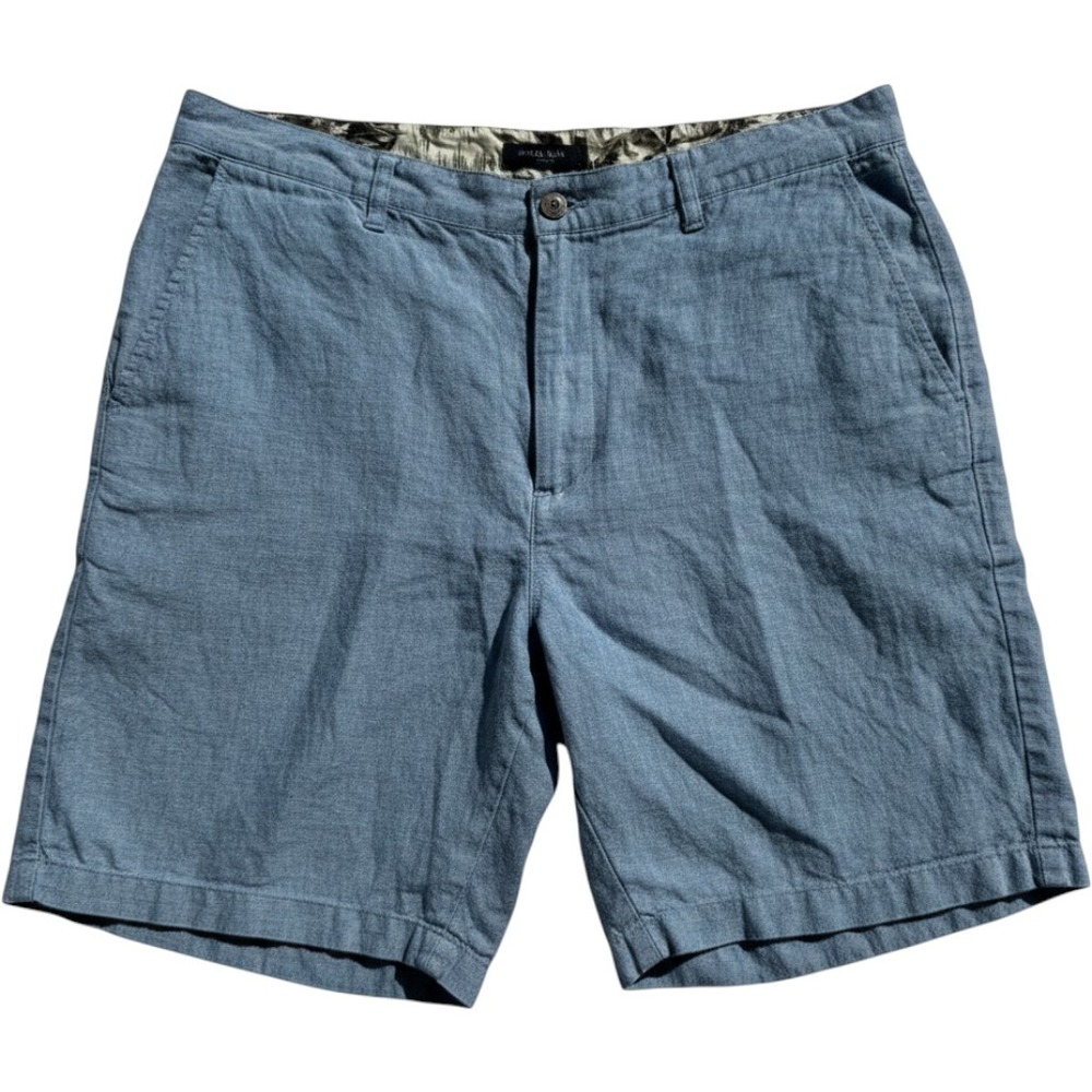 Caribbean Joe Mens 36 Blue 100% Linen Shorts Tropical Beach Coastal Vacation EUC